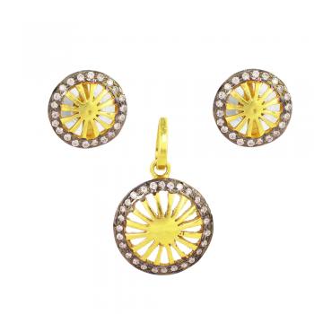 Elegant Sterling Silver Gold Plated Pendant Set with CZ seated  pendent for Women & Girls - Tim